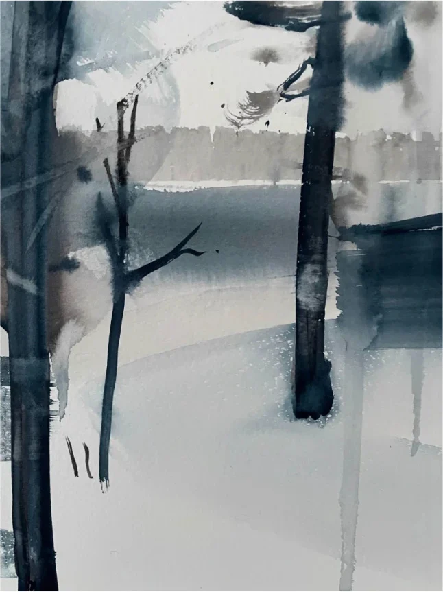 Watercolour with trees