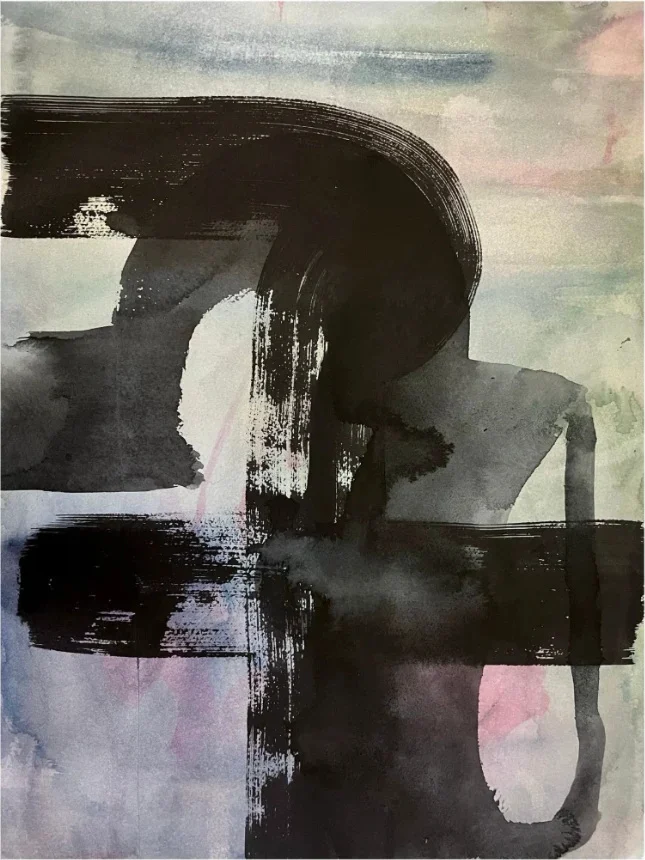 Painting with black brushstrokes